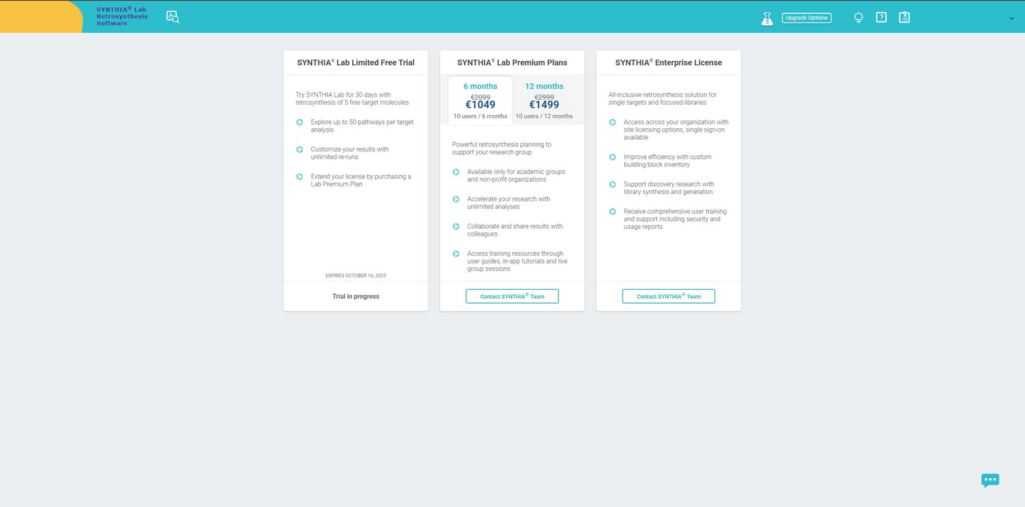 Synthia Lab Pricing Screenshot